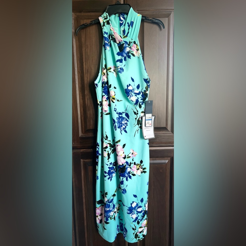 Rachel Roy Women's Harland Floral Print Midi Dress Blue Size XL
